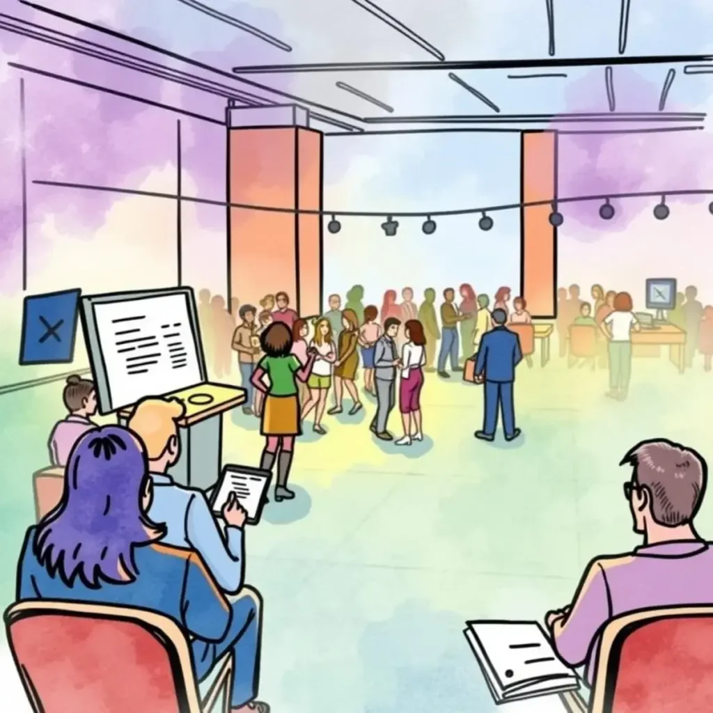 Event feedback synthesizer: Transform attendee comments into actionable reports 1 Attendees engaging in an event, highlighting feedback gathering process.