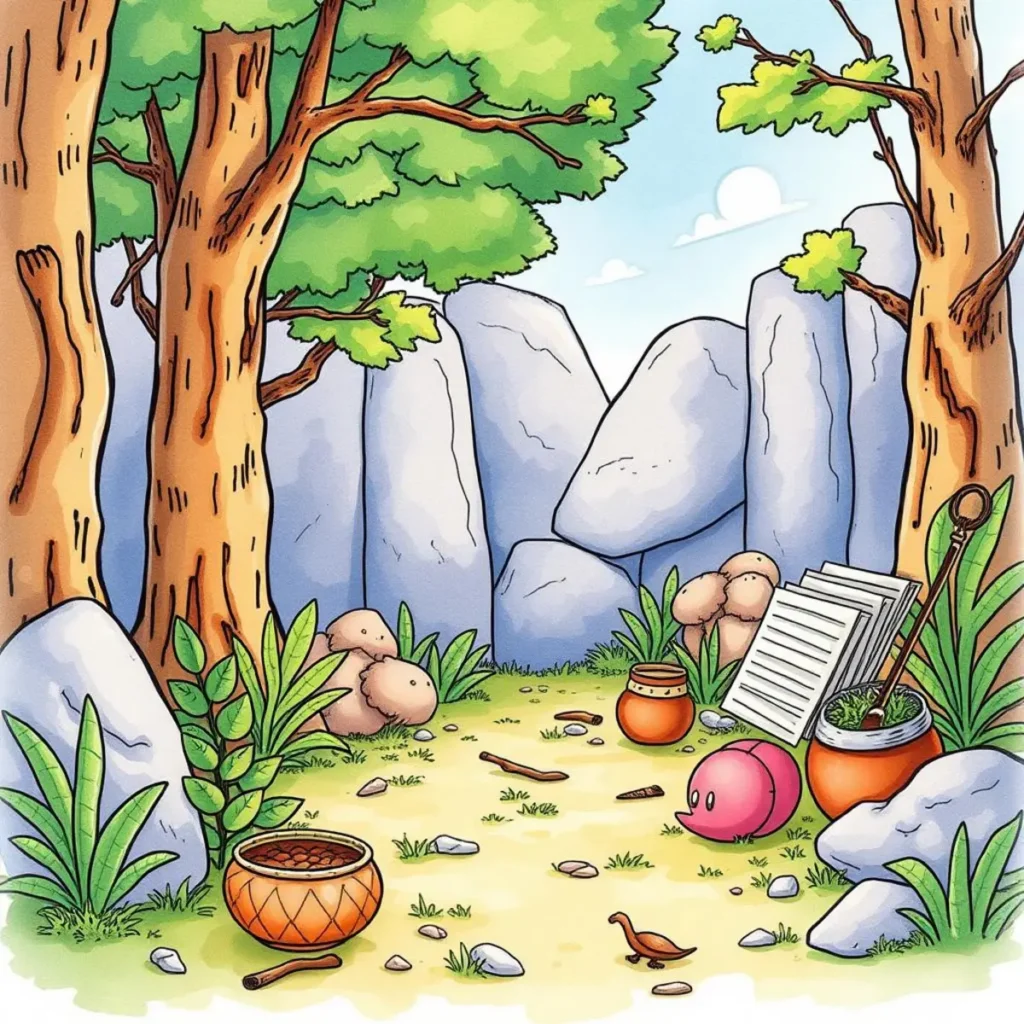 Structured data collector: Generate structured data from free text inputs 1 A tranquil forest scene featuring rocks, trees, and research tools for data analysis in a natural setting.