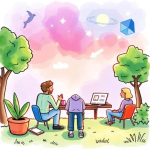 Team discussing user feedback insights in a creative outdoor setting.