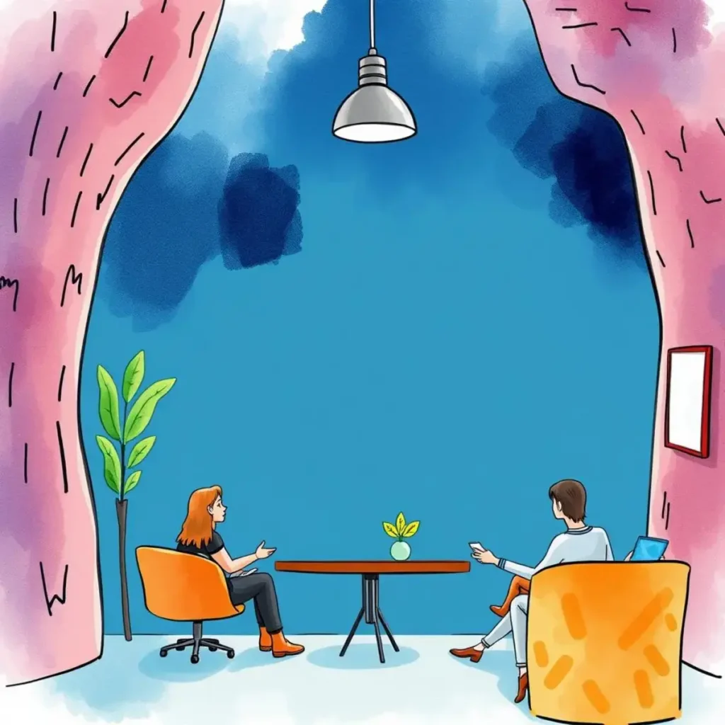 Feedback loop creator: Automate collection of candidate feedback for improvement 1 Two professionals discussing recruitment strategies in an inviting workspace.