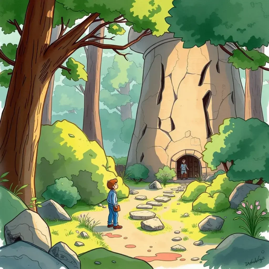 Quality metrics evaluator: Assess key quality metrics for validation 1 A child approaches a whimsical tower in a forest.