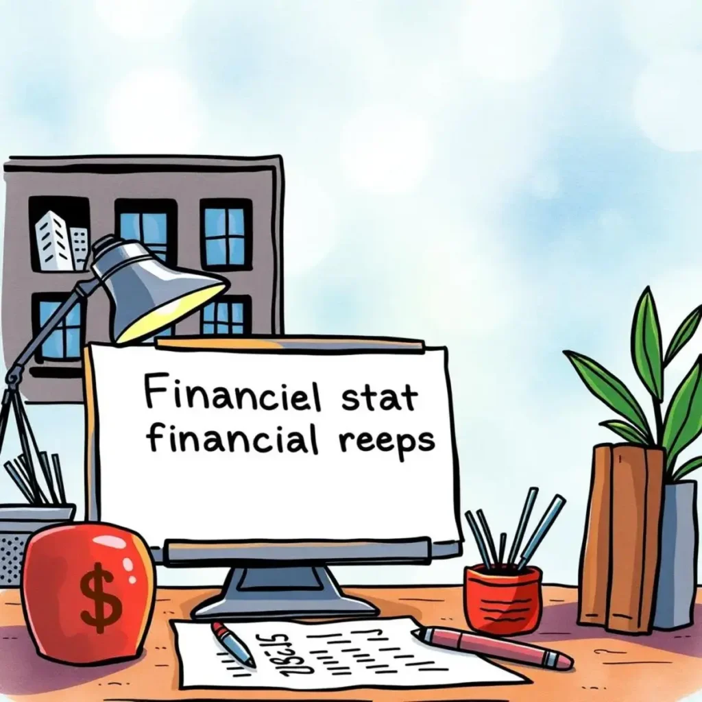 Financial review enhancer: Enhance internal review quality with generated text 1 Illustration of a desk with financial documents and computer setup.