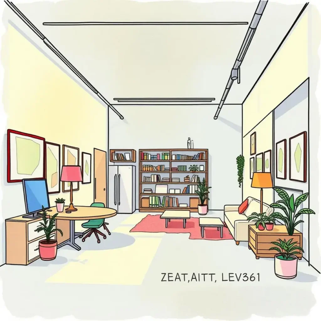 Floor plan generator: Automate detailed room layout descriptions 1 Detailed floor plan interior showcasing modern room layout.