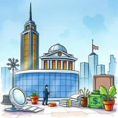 Professional man analyzing currency transactions in a cityscape setting.