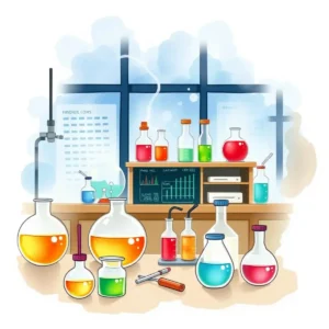 Colorful lab equipment showcasing precise formula preparation for experiments.