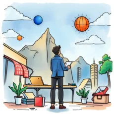A professional analyzing market strategies outdoors, surrounded by nature and scenery.