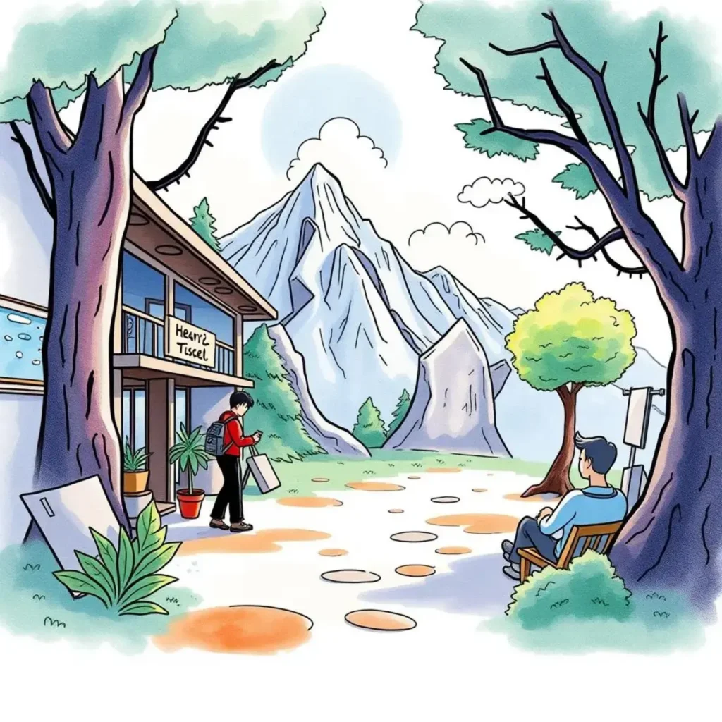 Goal validation assistant: Validate and refine sales goals using AI insights 1 Business professionals strategizing in a serene mountain setting.