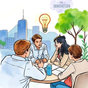 Impact assessment generator: Evaluate potential project impacts together 7 A diverse team collaborating on innovative project impact assessments.