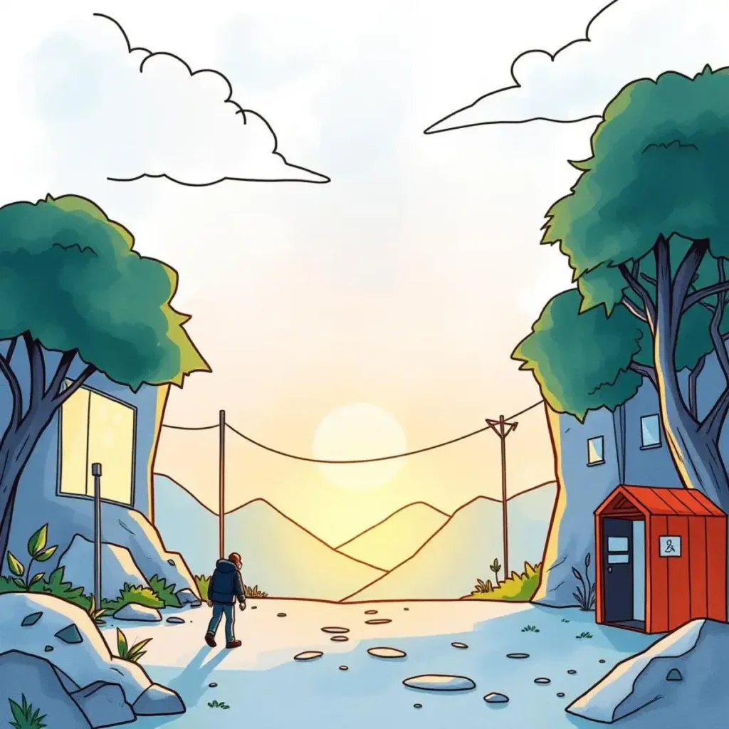Incident alert message generator: Automatically craft alerts for new incidents 1 User walking towards a sunset, symbolizing incident resolution journey.