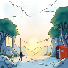 User walking towards a sunset, symbolizing incident resolution journey.