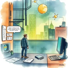 A professional contemplating a city skyline, addressing threat detection and incident timelines.