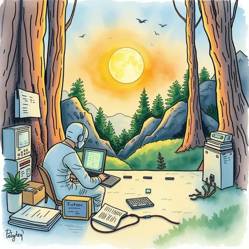 Info collector: Streamline data gathering for troubleshooting tasks 1 Person using a laptop outdoors, gathering data for troubleshooting tasks.