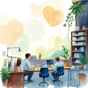 Collaborative team brainstorming in a creative research environment.