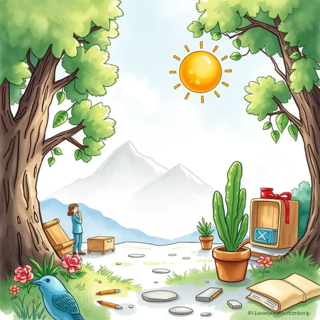 Innovation catalyst creator: Inspire new product design concepts 1 A serene outdoor scene depicting a woman contemplating amidst nature, fostering creativity and innovation.