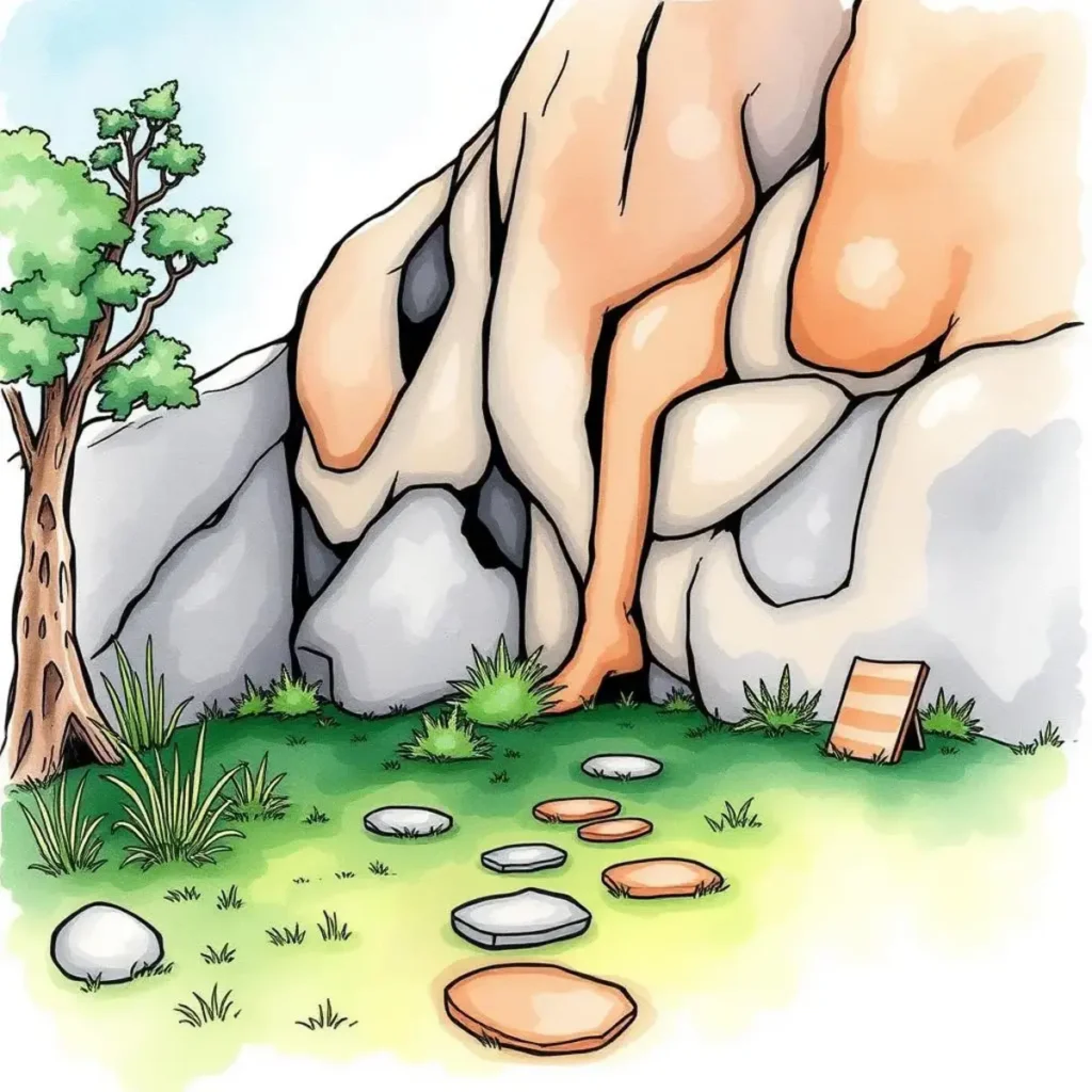 Input data evaluator: Assess feasibility based on provided text 1 Path leading to a rocky formation, symbolizing exploration and evaluation.