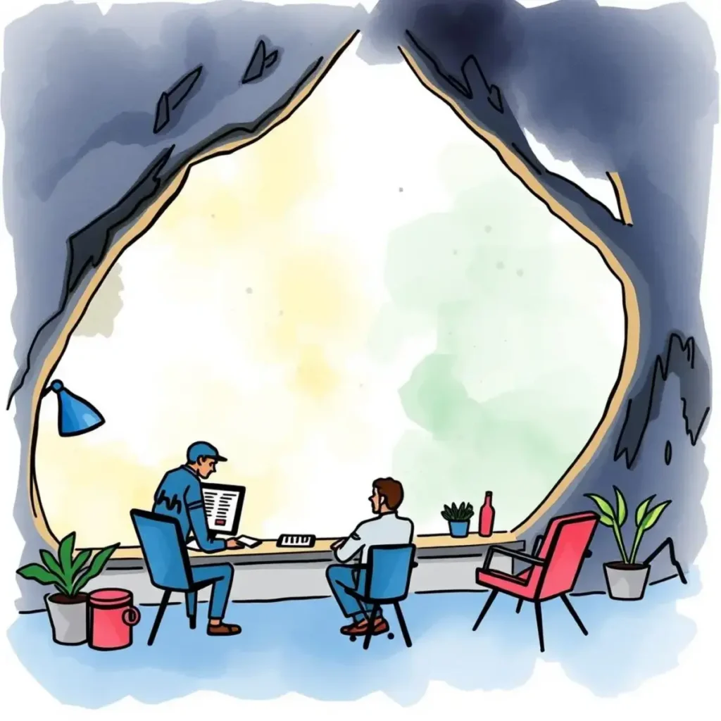 Insight extractor: Identify key insights from social media data 1 Two people collaborating in a modern workspace with a vast window view.