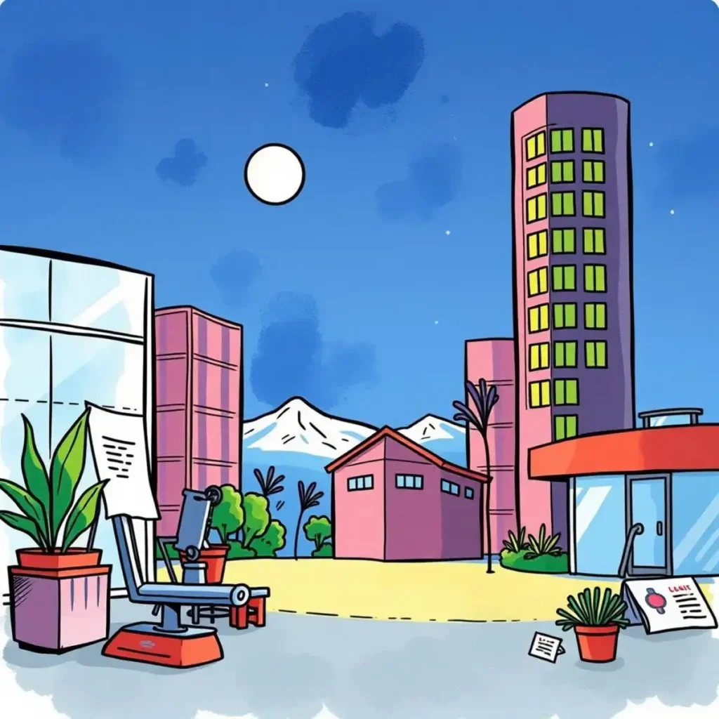Investment tax effect evaluator: Analyze tax effects on fixed asset investments 1 A serene cityscape with mountains, showcasing an inviting office environment ideal for finance professionals