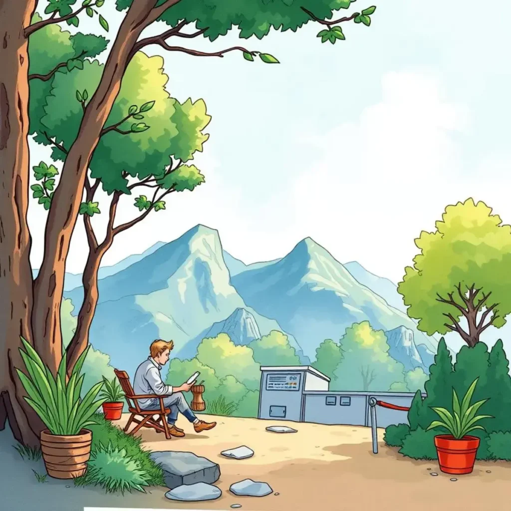 Investor regulation monitor: Stay informed on investment regulations 1 Person reading in a serene landscape, symbolizing regulatory awareness.