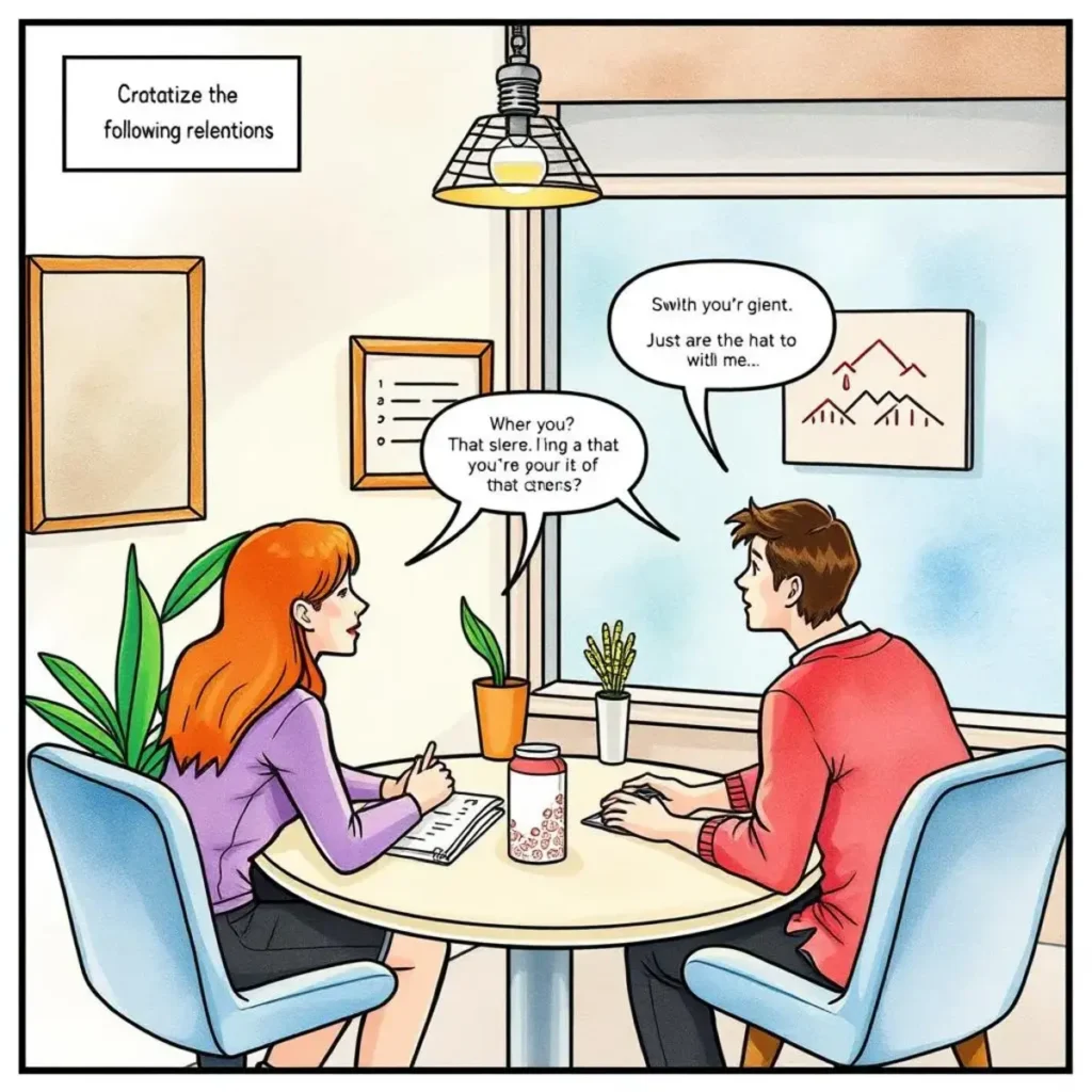 Client status update generator: Summarize client issues and resolutions 1 Two professionals discussing client issues and resolutions in a meeting.