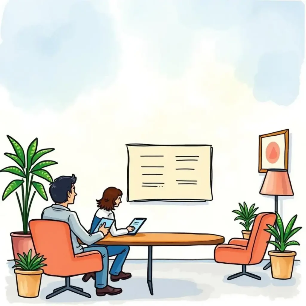 Issue tracking reminder: Remind users of client follow-up obligations 1 Two professionals discussing client follow-ups in an office setting.