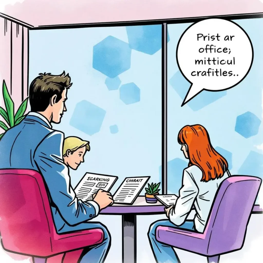 Offer term analyzer: Review and optimize job offer details 1 Professionals analyzing job offers in a modern office setting.