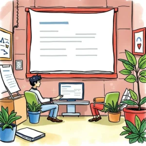 Two professionals updating job postings on a computer in a modern office.