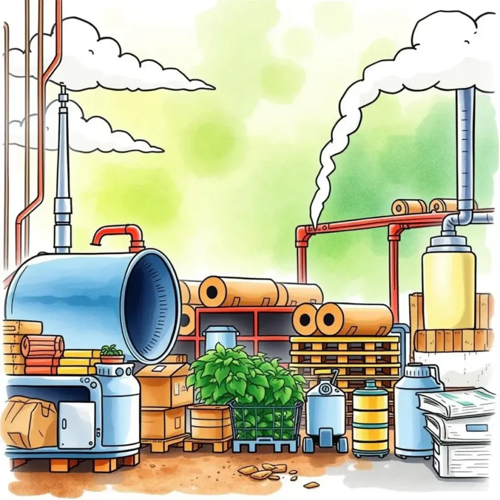 Lean evaluation summarizer: Condense lean evaluations into clear insights 1 Lean Evaluation Summarizer in a manufacturing setting with materials and equipment for waste reduction