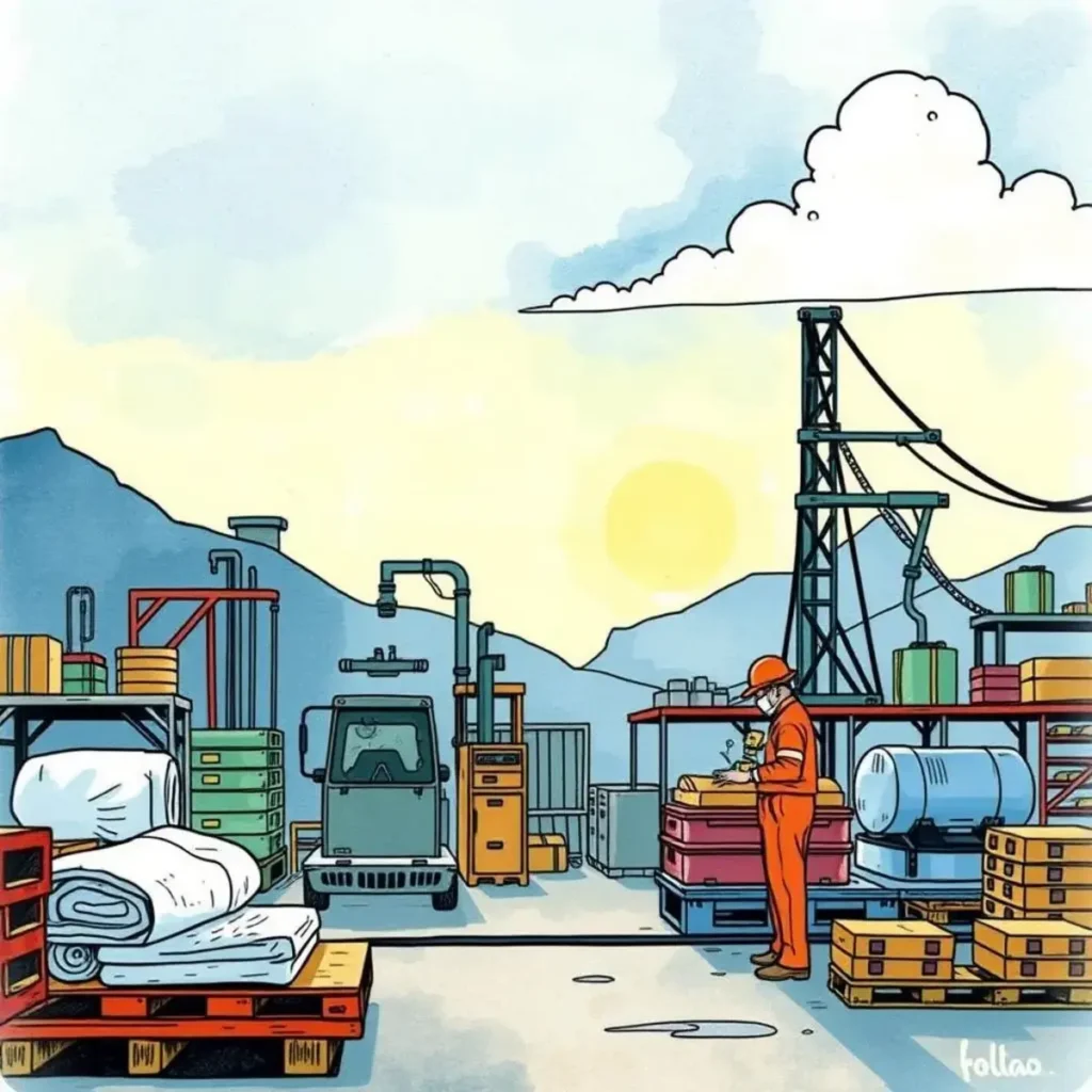 Lean practices advisor: Generate recommendations for lean manufacturing strategies 1 Worker in manufacturing yard assessing lean practices for quality control.