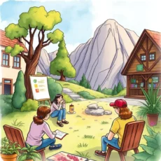Participants discussing feedback outdoors, refining learning initiatives collaboratively.