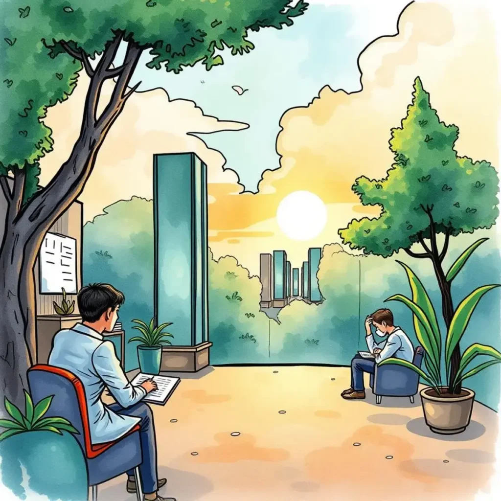 Skill gap identifier: Detect training gaps from performance assessments 1 A serene outdoor scene depicting a training assessment session at sunset.