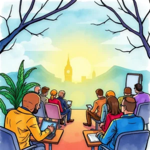 Learning path creator: Design custom training programs for employees 3 Learning path creation brainstorming session with sunset backdrop