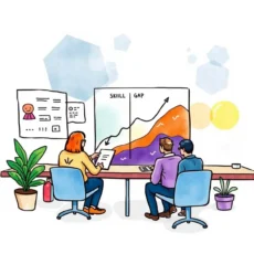 Conveying skill gap analysis through visual data for employee training assessment and planning.