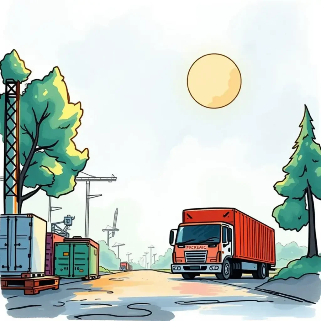 Logistics compliance metrics generator: Create compliance metric descriptions 1 A vibrant logistics scene featuring a truck and compliance metrics focus.