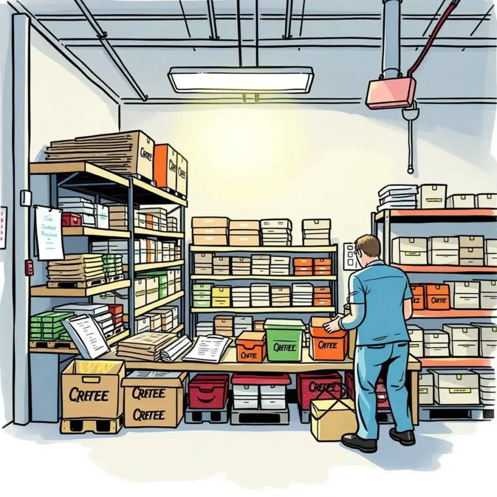 Employee training guide generator: Create custom loss prevention training materials 1 Employee sorting training materials in a well-organized supply room