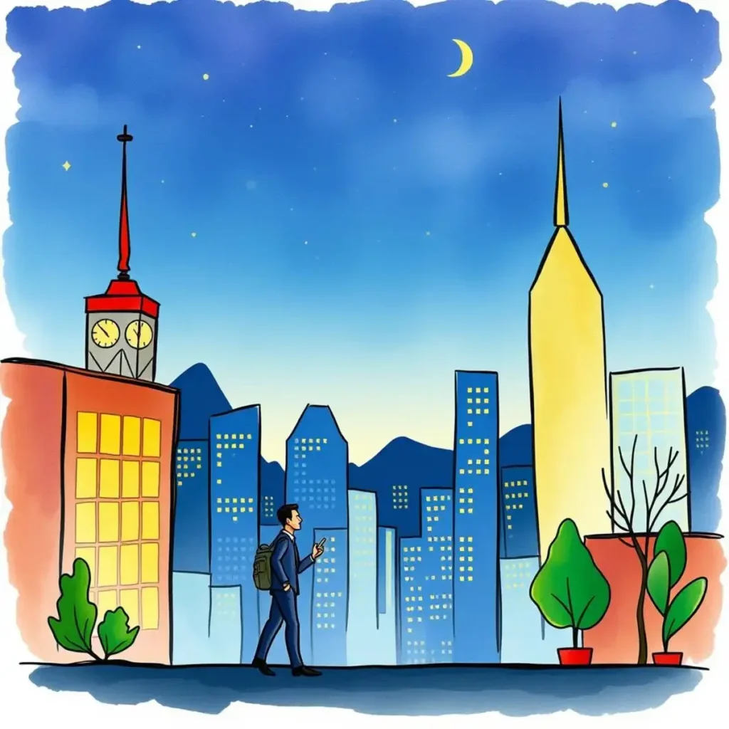 A professional man walks in a cityscape at dusk, symbolizing M&A processes in corporate strategy.