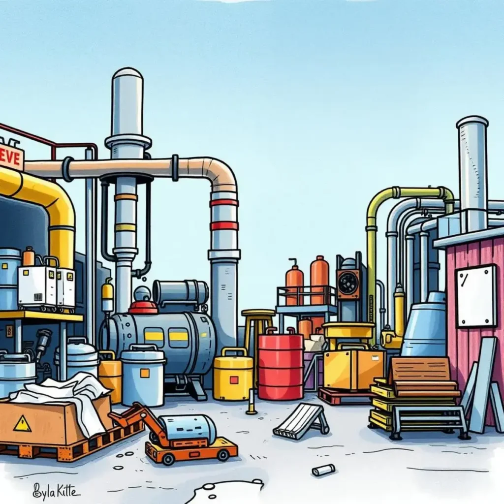 Maintenance checklist creator: Generate maintenance checklists for audits 1 A busy industrial scene showcasing maintenance tools and equipment for operations management