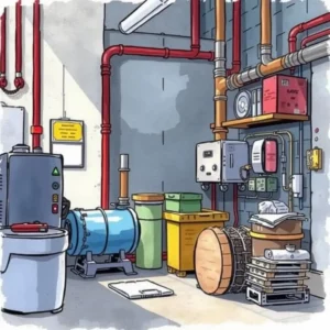 Industrial maintenance tools and equipment in a training environment.
