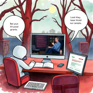 Malware analyst reviewing behavior analysis on computer screens.