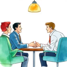 Partnership managers engage in fruitful discussions as they shake hands in a business meeting.