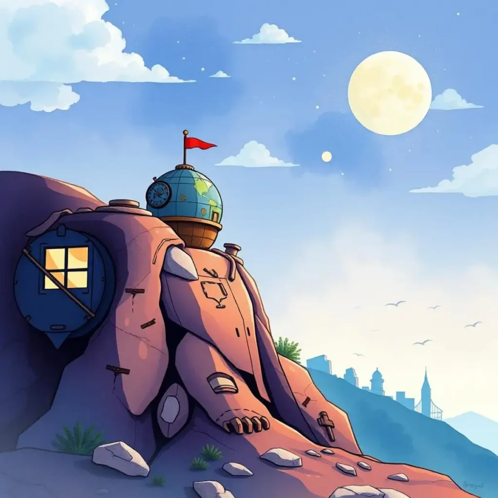 Market demand analyzer: Assess needs in specific markets 1 A whimsical mountain dwelling representing innovative market analysis solutions.