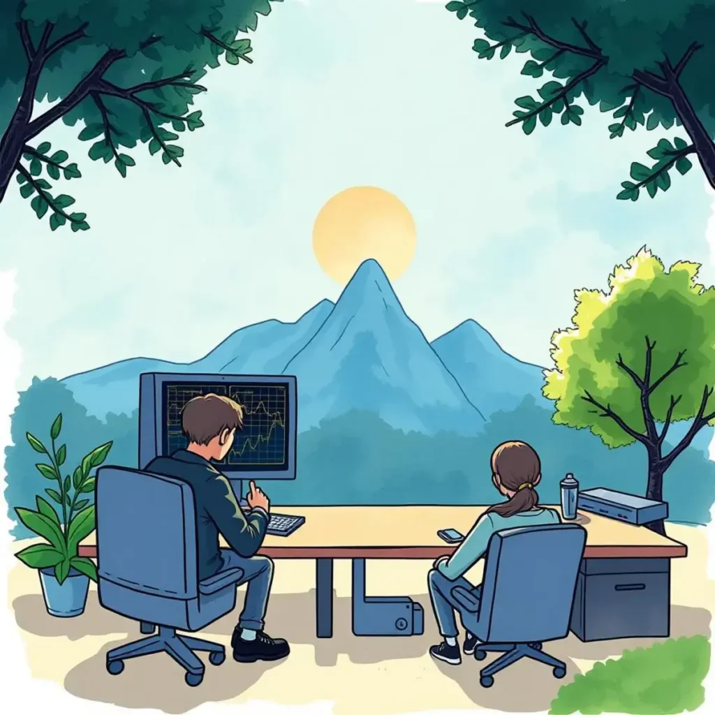 Model selection assistant: Simplify choosing predictive models 1 Professionals analyzing data trends against a mountain backdrop in nature.