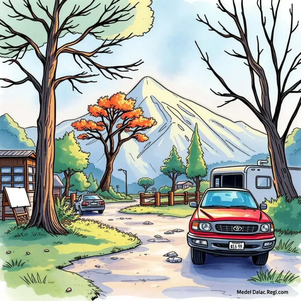 Model selection blueprint: Create a roadmap for model choice processes 1 A serene mountain landscape with a red truck on a dirt road and colorful trees.