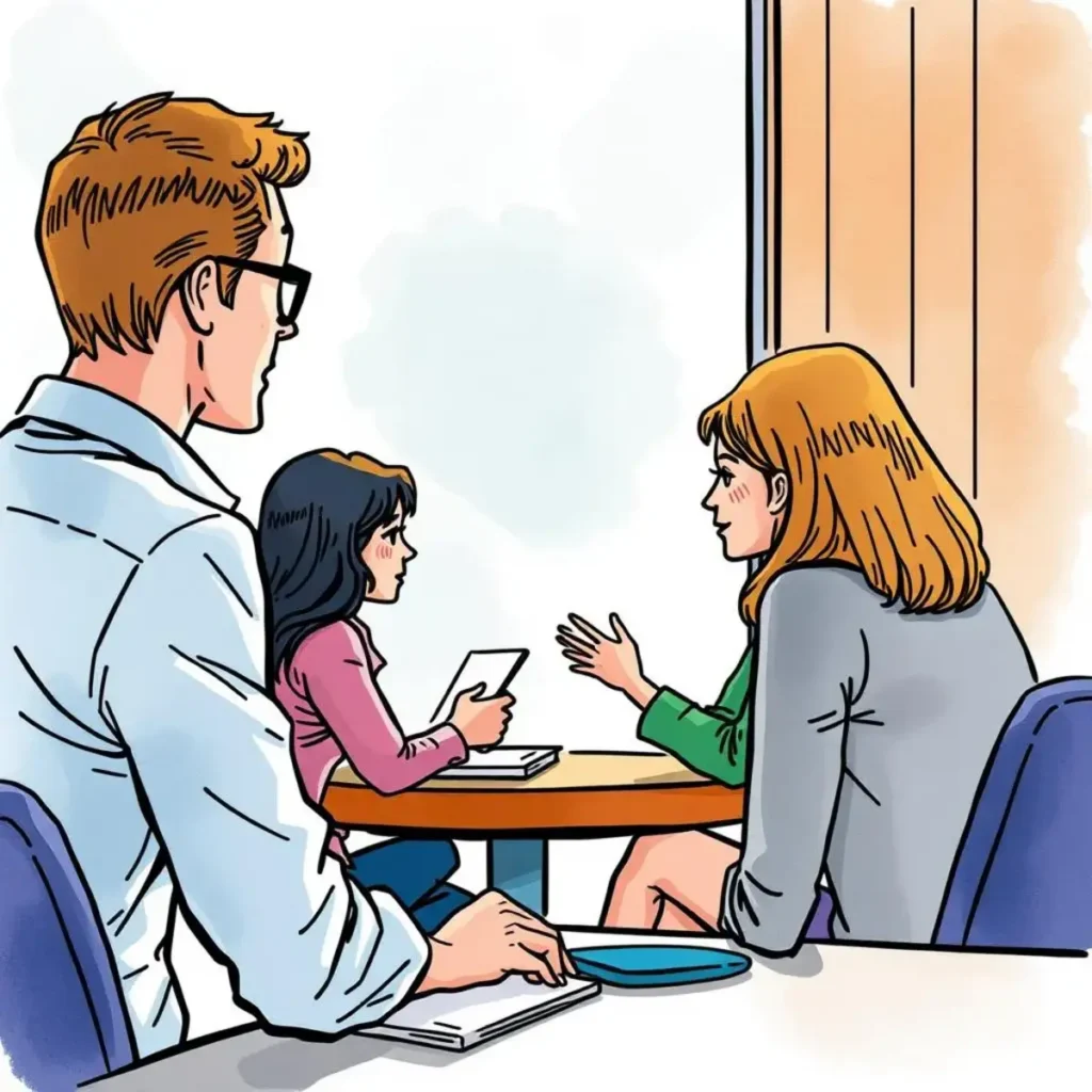 Offer collab tool: Facilitate collaborative job offer discussions 1 Three professionals discussing a job offer during a meeting.