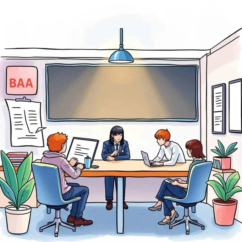 Team collaborating in a meeting room to discuss onboarding feedback insights.
