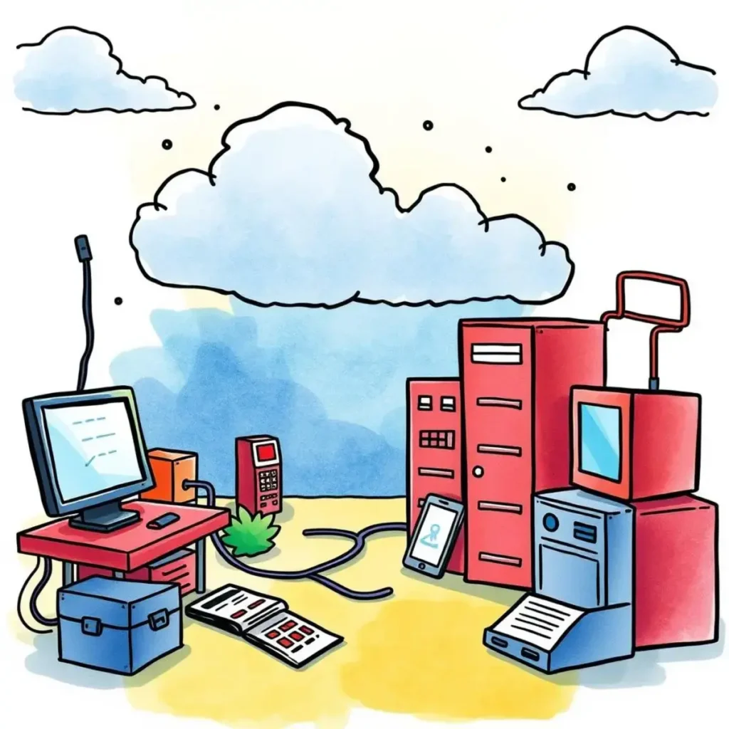 Patch history tracker: Summarize and track past patch updates and changes 1 Colorful illustration of it equipment tracking patch updates and changes.