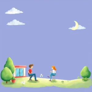 Two people discussing in a peaceful outdoor setting, symbolizing communication.