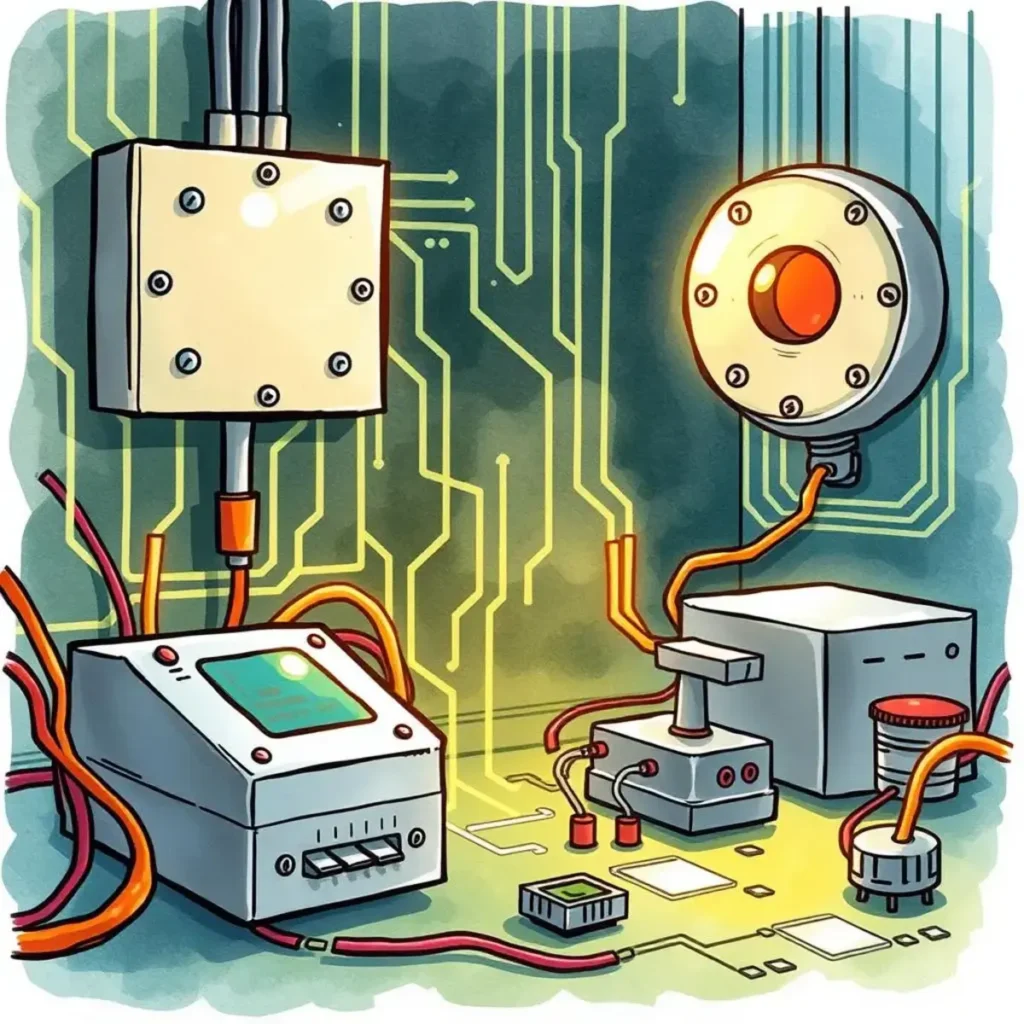 Pcb termination guide: Provide standardized termination guidelines for PCB connections 1 A modern PCB setup with connected devices and circuit paths, illustrating PCB termination processes.
