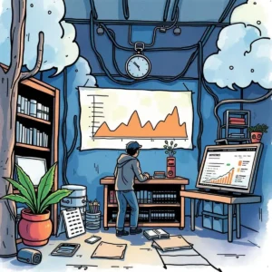 Performance insights generator: Analyze system performance metrics automatically 3 A person analyzing performance metrics in an IT environment with charts and graphs on display.