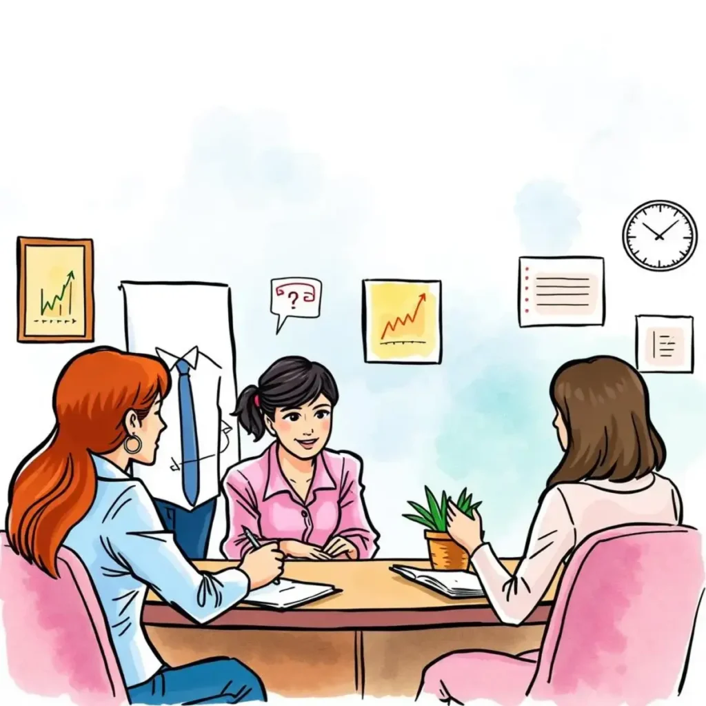 Action plan developer: Formulate action plans for improving employee performance 1 Three professionals collaborating on employee performance improvement strategies.