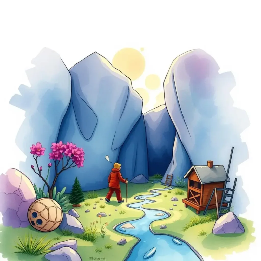 Code refactor assistant: Optimize and improve your code structure 1 A software engineer navigating a serene landscape for code optimization.